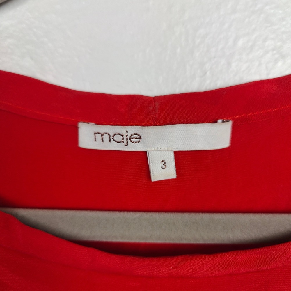 Maje Silk Dress Womens Large 3 Mini Tunic Pockets T-Shirt Minimalist Preppy - Picture 5 of 7